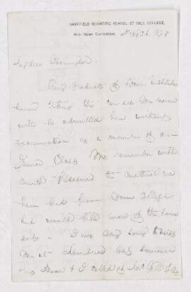 Letter from Geo.J. Brush to B.J. Harrington, written from New Haven (Conneticut).