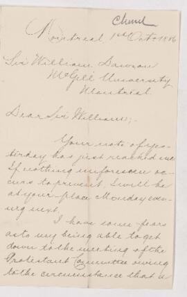 Letter, 1 October 1886