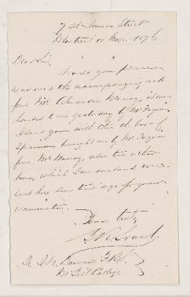Letter, 10 November 1876