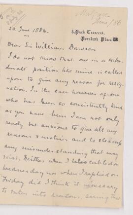 Letter, 26 June 1886