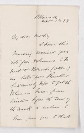 Letter, 19 September 1899