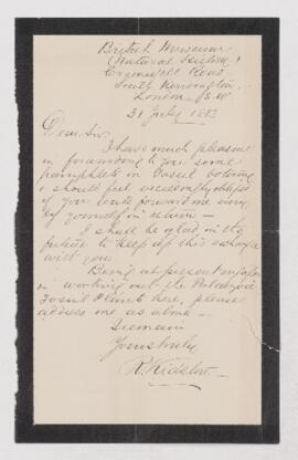 Letter, 31 July 1883