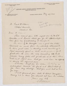 Letter to F. D. Adams, 31 May 1908
