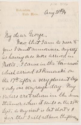 Letter, 31 August 1894