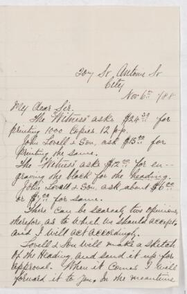 Letter, 6 November 1888