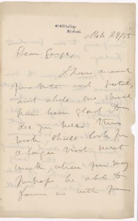 Letter, 29 March 1885