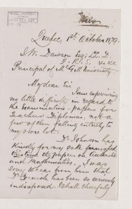 Letter, 1 October 1879