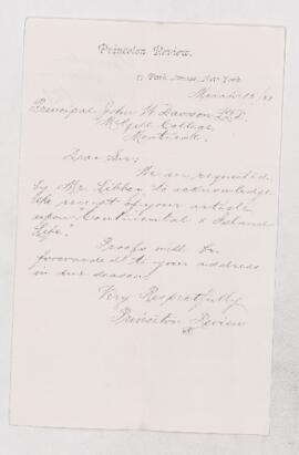 Letter, 15 March 1881