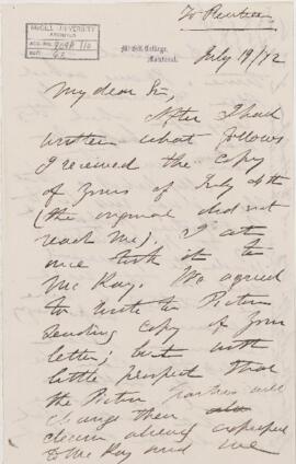 Letter, 19 July 1872