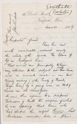 Letter, 22 April 1889