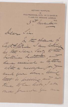 Letter, 3 November 1886