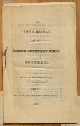 Fifth Report of the Pictou Auxiliary Bible Society : John v. 39. Search the Scriptures.