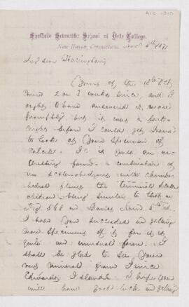 Letter from George J. Brush of the Sheffield Scientific School of Yale College.