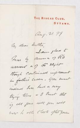 Letter, 31 August 1899