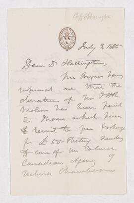 Letter, 3 July 1885