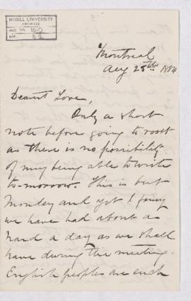 Letter, 25 August 1884