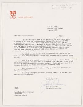 Letter, 7 August 1972