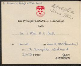 McGill dinner invitations, menus, and programmes