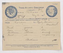 Telegram, 10 February 1898