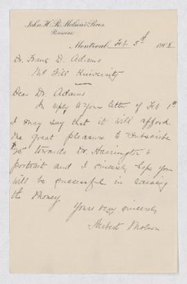 Letter to F. D. Adams, 5 February 1908