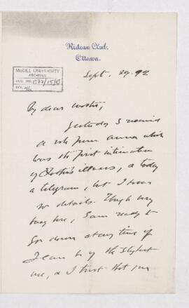 Letter, 29 September 1892
