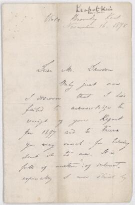Letter, 16 November 1898