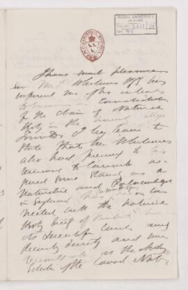 Letter to Whiteaves
