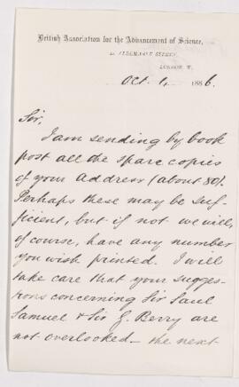 Letter, 1 October 1886