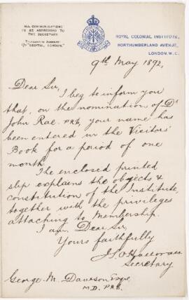 Letter, 9 May 1892
