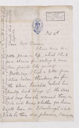 Letter, 16 October