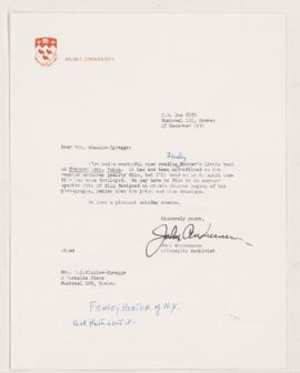 Letter, 15 December 1972