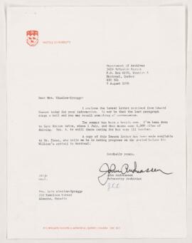 Letter, 9 August 1976
