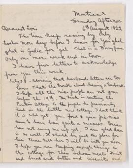 Letter, 6 August 1922