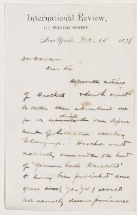 Letter, 15 February 1874