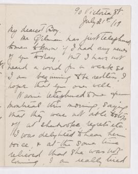 Letter, 21 July 1919