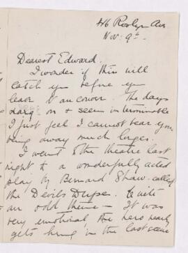 Letter, 9 November 1923