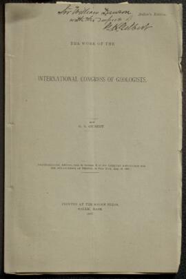 The work of the International Congress of Geologists