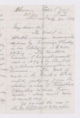 Letter, 22 July 1882