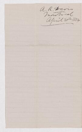 Letter from A.R. Davis to B.J. Harrington, written from Montreal.