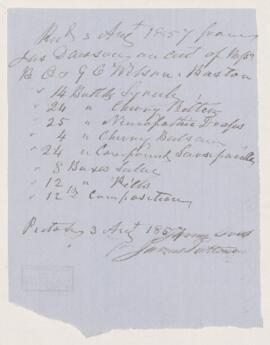 Receipt, 3 August 1857