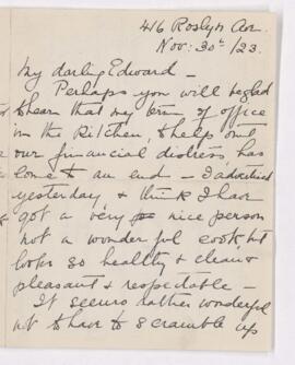 Letter, 30 November 1923