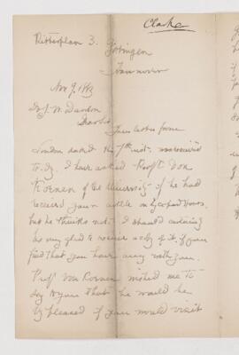 Letter, 9 November 1883