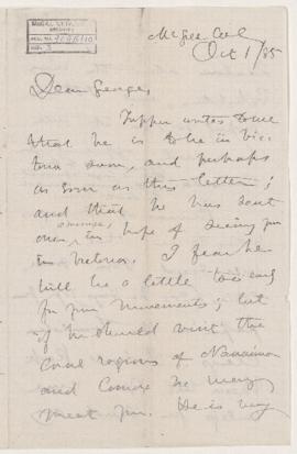 Letter, 1 October 1885