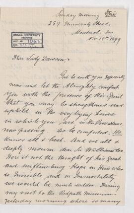Letter, 19 November 1899