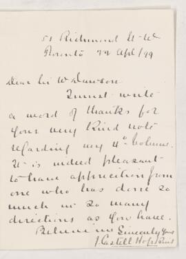 Letter, 22 April 1899