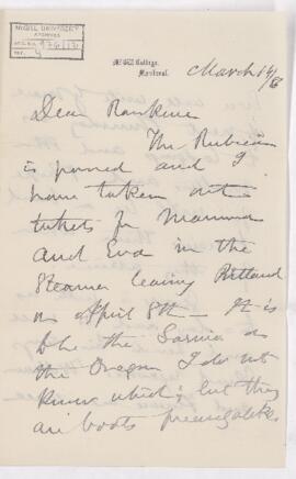 Letter, 14 March 1886