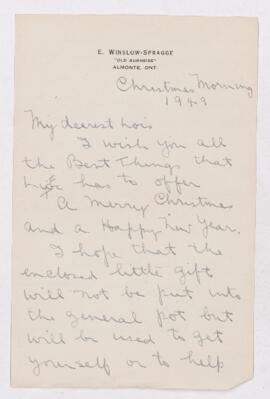 Letter, 25 December 1949