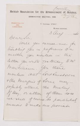 Letter, 3 August 1886