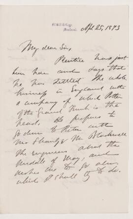 Letter, 25 April 1873