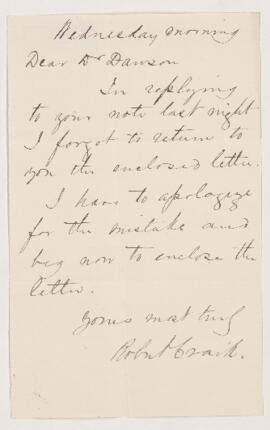Letter from Robert Craik